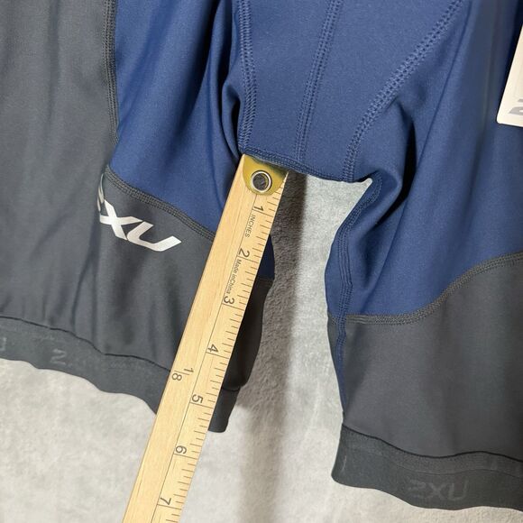 NWT 2XU Men's Long Distance Tri Shorts XL Indigo Blue Charcoal Gray MT2259b - Picture 6 of 13